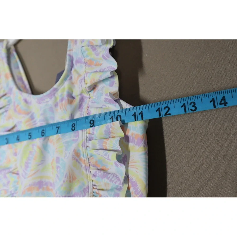 Nautica Big Girls Ruffle Trim Seashell‎ Print One-Piece Swimsuit - Size Medium